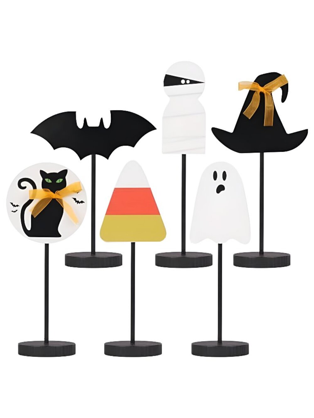 6PCS Wooden Halloween Tabletop Decorations for Home Indoor Centerpieces